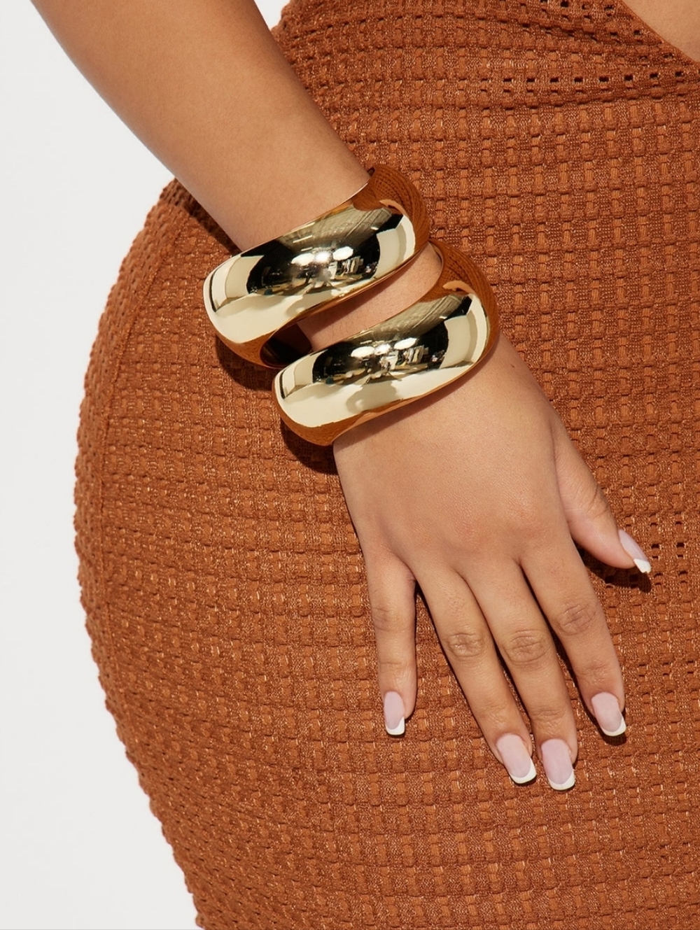 Polished Gold Statement Cuff Bracelet - Women Jewelry